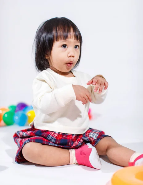 Studio Shot Little Cute Short Black Hair Asian Baby Girl —  Fotos de Stock