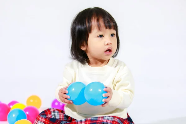 Studio Shot Little Cute Short Black Hair Asian Baby Girl —  Fotos de Stock