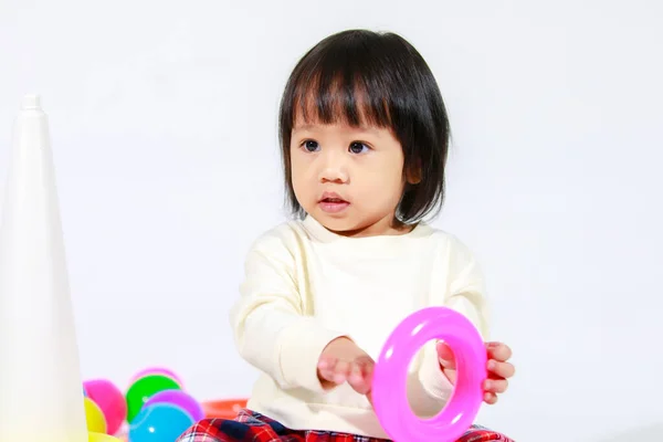 Studio Shot Little Cute Short Black Hair Asian Baby Girl —  Fotos de Stock