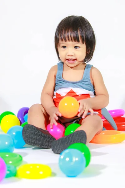 Studio Shot Little Beautiful Kindergarten Asian Baby Girl Daughter Model —  Fotos de Stock