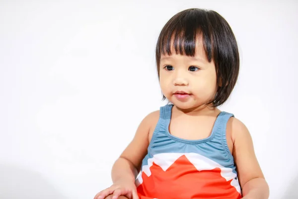 Estúdio Tiro Pequeno Jardim Infância Bonito Asiático Bebê Menina Filha — Fotografia de Stock