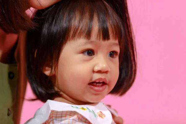 Portrait Studio Shot Little Cute Asian Kindergarten Preschooler Girl Daughter — Stock Photo, Image