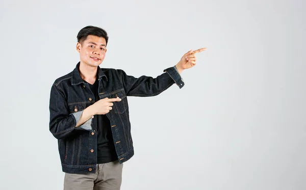 Studio Shot Asian Young Handsome Male Hipster Model Wearing Casual — Stock Photo, Image