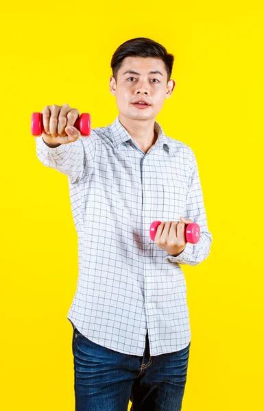 Porträtt Studio Skott Tusenåriga Asiatiska Unga Stilig Manlig Sportig Idrottsman — Stockfoto