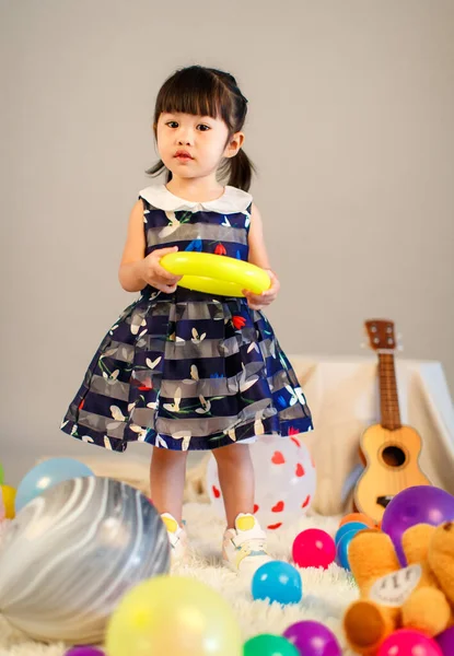Portrait Full Body Studio Shot Little Cute Innocence Kindergarten Preschooler — Stock Photo, Image
