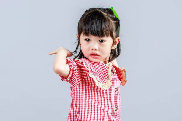 Retrato Estúdio Tiro Pouco Jardim Infância Bonito Pré Escolar Menina — Fotografia de Stock