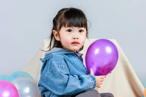 Studio Shot Little Cute Preschooler Girl Daughter Casual Street Wears — Stock Photo, Image
