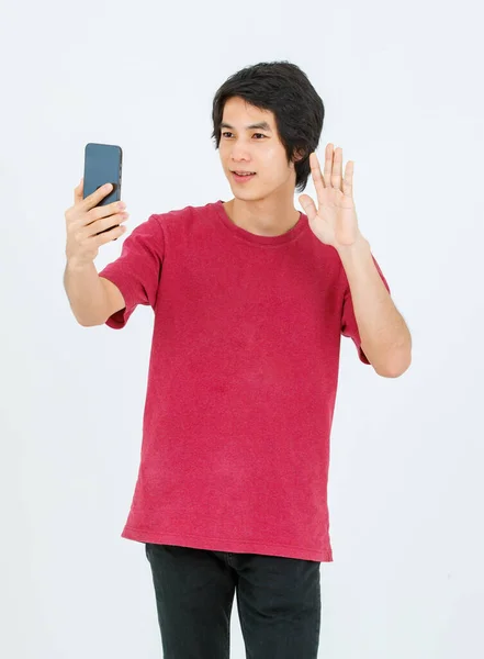 Portrait Isolated Cutout Studio Shot Asian Young Handsome Teenager Male — Stockfoto