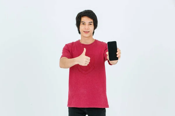 Portrait Isolated Cutout Studio Shot Asian Young Handsome Teen Male — Stock Photo, Image
