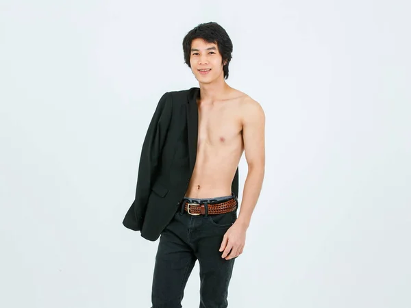 Portrait Isolated Cutout Studio Shot Asian Young Handsome Confident Slim — Foto de Stock