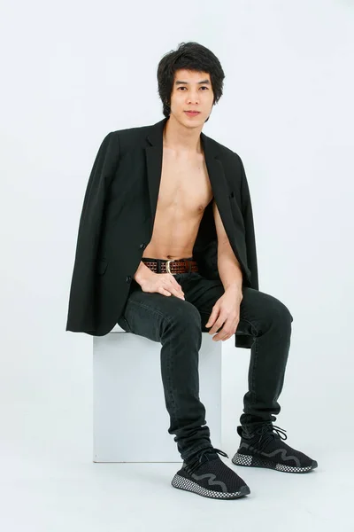 Portrait Isolated Studio Shot Asian Young Handsome Confident Slim Thin — 스톡 사진