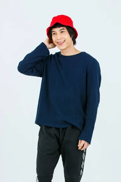 Full Body Studio Shot Asian Young Handsome Slim Teenager Fashion — 스톡 사진