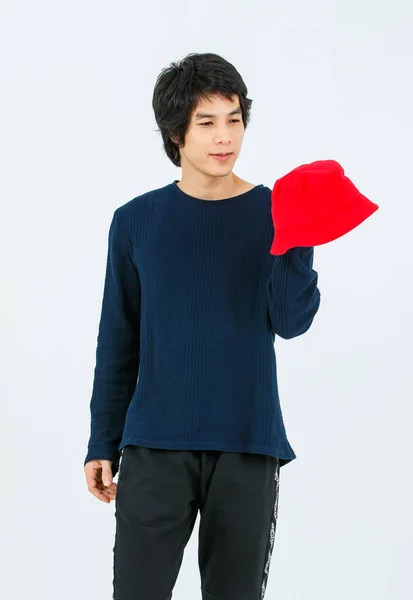 Studio Shot Asian Young Handsome Stylish Teenager Fashion Male Model — Stockfoto