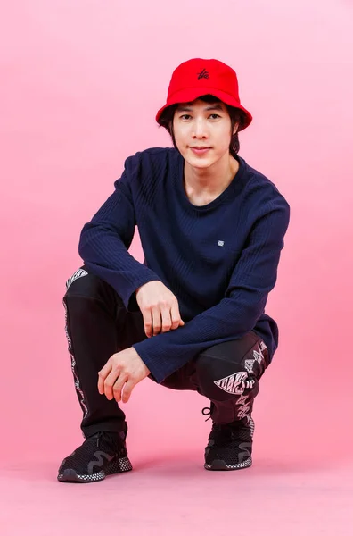 Portrét Studio Záběr Asijské Mladé Městské Teen Módní Muž Model — Stock fotografie