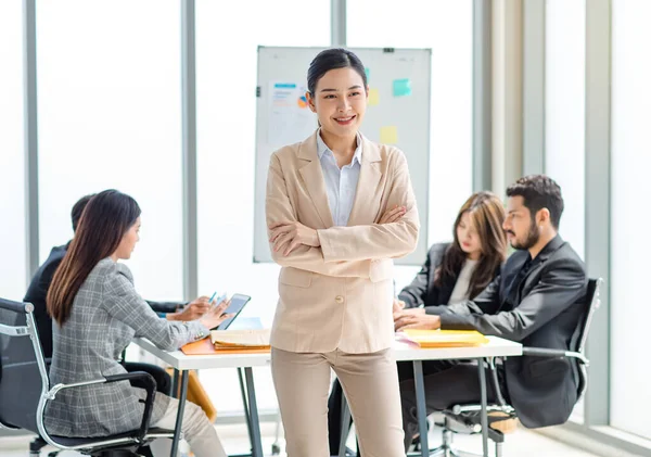 Portrait Shot Millennial Asian Cheerful Successful Professional Businesswoman Entrepreneur Formal — Zdjęcie stockowe