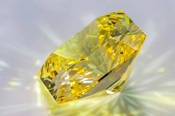 Detail Photo Focus Stacking Self Cut Cubic Zirconia Lemon Color — Zdjęcie stockowe