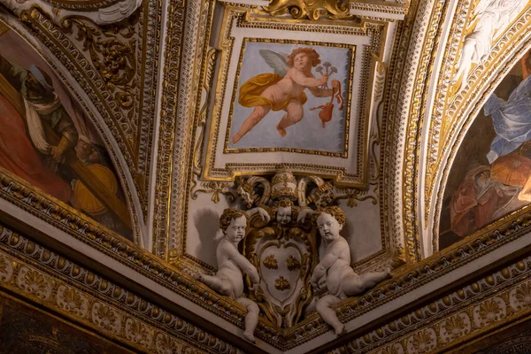 Many Ceiling Paintings Also Countless Ornaments Museums Vatican City Rome — Photo