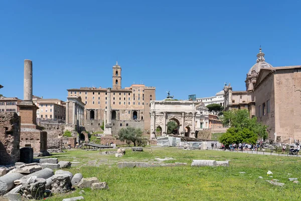 View Foro Romano Tabularium Arco Settimio Severo Rome — Stock fotografie