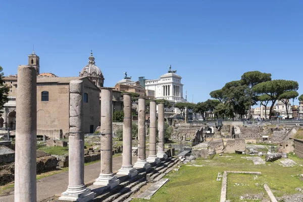View Excavations Next Basilica Emilia Altar Fatherland Rome Background — Foto de Stock