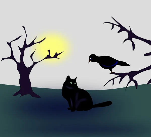 Katze und Vogel — Stockfoto