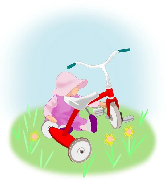 Toddler Girl with Tricycle. — Stock Photo, Image