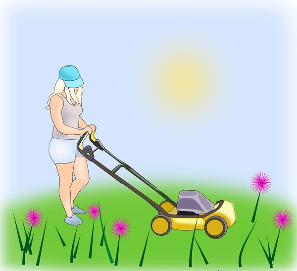Lawn Mowing Stock Photo