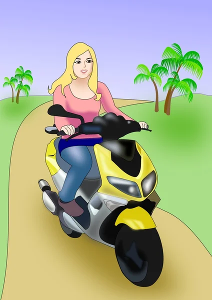 Ragazza in scooter — Foto Stock