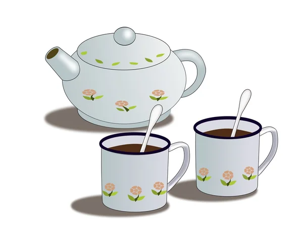 Teapot and Cups. Stock Picture