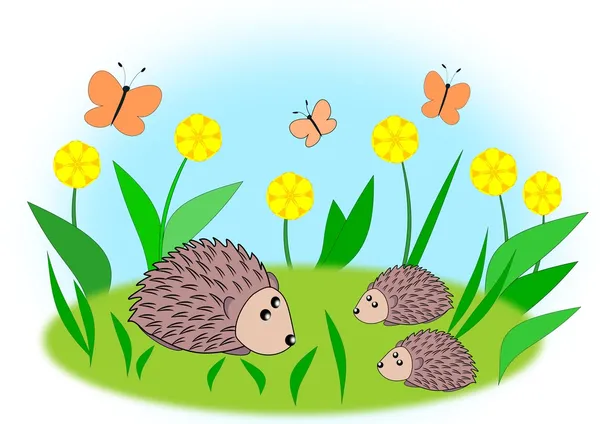 Hedgehog Family — Stock Photo, Image
