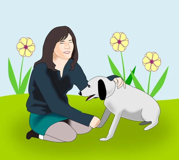 Mädchen mit Hund — Stockfoto