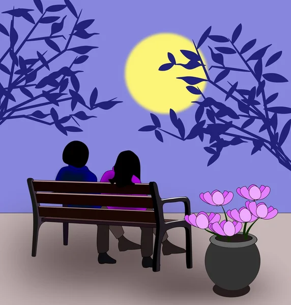 Bench in the Moonlight — Stock Photo, Image