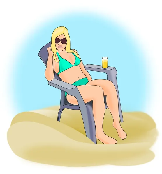Blond Girl in Bikini — Stock Photo, Image