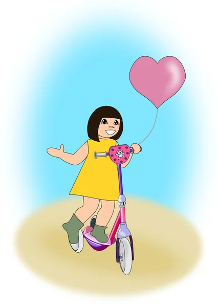 Girl on Scooter — Stock Photo, Image