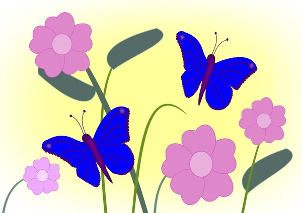 Flowers and Butterflies — Stock Photo, Image