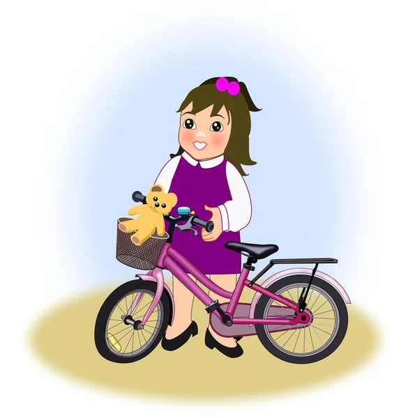 Маленькая девочка с велосипедом — стоковое фото
