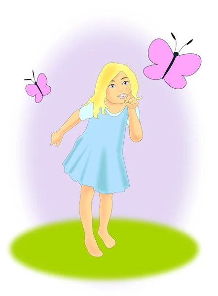 Butterfly  Girl — Stock Photo, Image