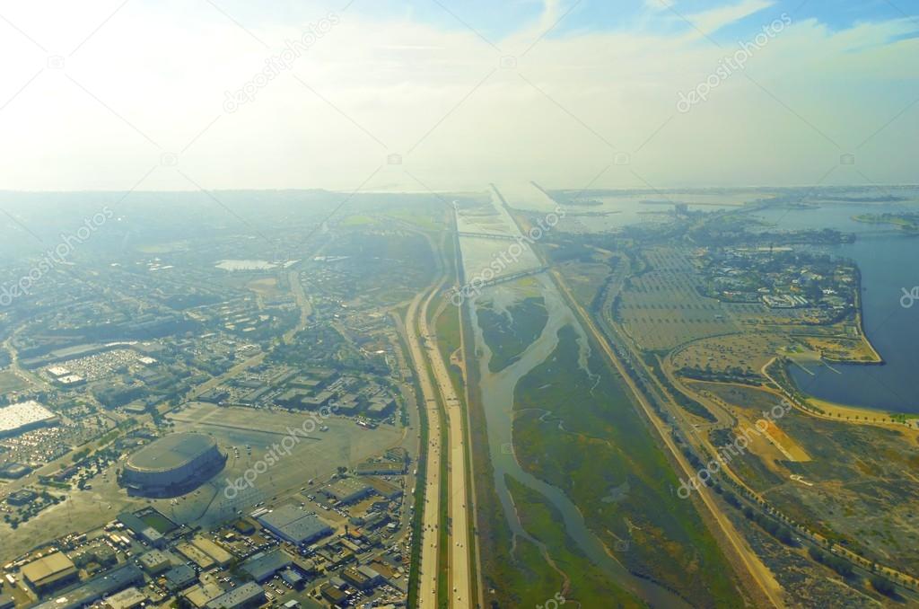 Aerial view of San Diego river