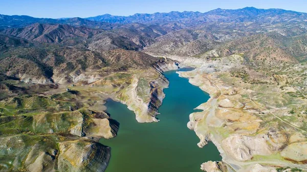 Luftaufnahme Aus Der Vogelperspektive Von Kalavasos Rockfill Dam Larnaca Zypern — Stockfoto