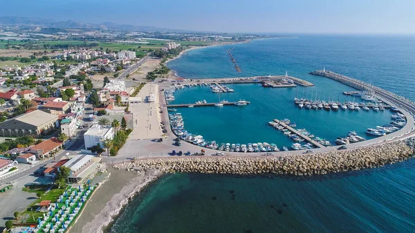 Pohled Ptačí Perspektivy Přístav Rybářské Vesnice Zygi Larnaca Kypr Rybářské — Stock fotografie