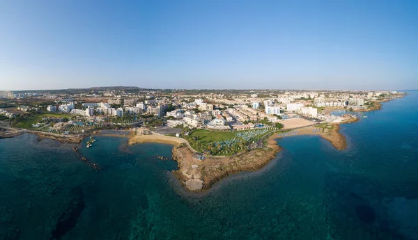 Aerial Bird Eye Panoramic View Pernera Beach Protaras Paralimni Famagusta — Stock Photo, Image