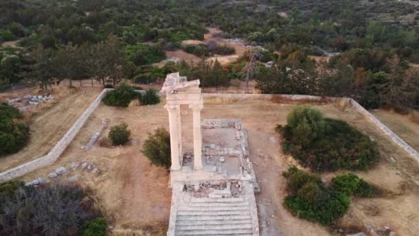 Aerial Drone Footage View Arcaeological Site Apollon Hylates Sanctuary Limassol — Stock video