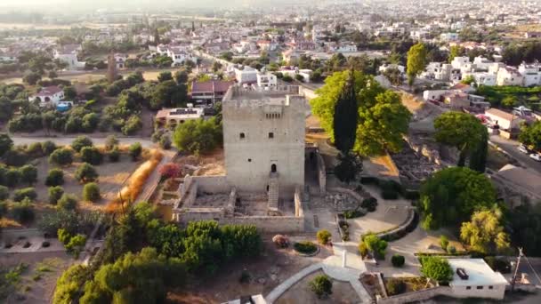 Aerial Drone Footage Fly Medieval Landmark Castle Kolossi Situated South — ストック動画