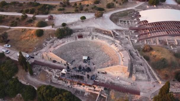 Aerial Drone Footage Arcaeological Site Ancient City Kourio District Limassol — Stockvideo