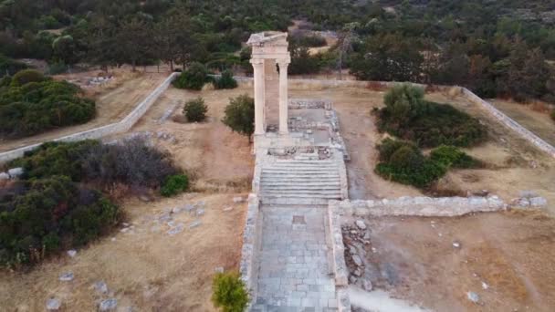 Aerial Drone Footage View Archaeological Site Apollon Hylates Sanctuary Ourion — 图库视频影像