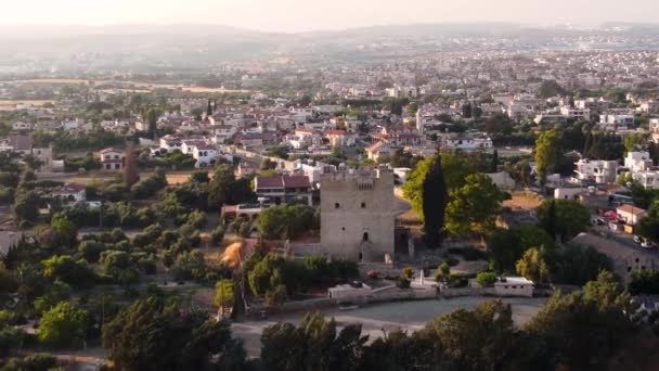 Aerial Drone Footage Medieval Castle Kolossi Situated South Cyprus Limassol — Wideo stockowe