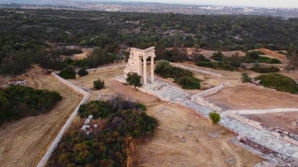 Aerial Drone Footage Archaeological Site Apollon Hylates Sanctuary Limassol Cyprus — Stockvideo