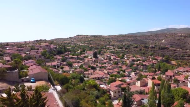 Imágenes Aéreas Drones Del Tradicional Pueblo Rural Lofou Limassol Chipre — Vídeos de Stock