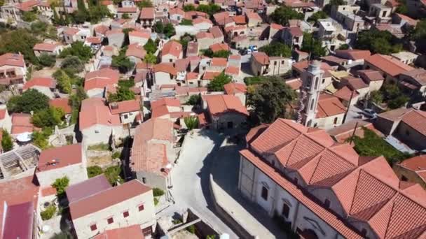 Drohnenaufnahmen Des Traditionellen Ländlichen Dorfes Lofou Limassol Zypern Errichten Sie — Stockvideo