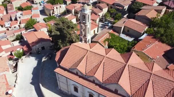 Filmagem Aérea Drones Tradicional Aldeia Rural Lofou Limassol Chipre Close — Vídeo de Stock