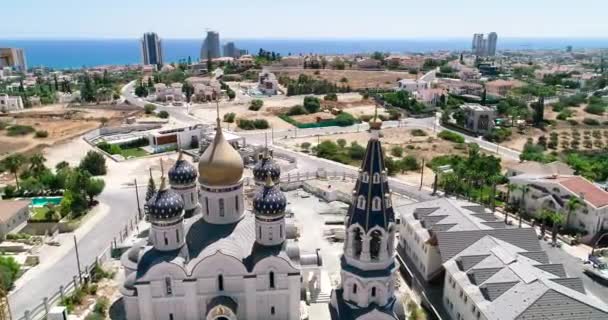 Imágenes Aéreas Aviones Tripulados Iglesia Ortodoxa Rusa San Nicolás Limassol — Vídeos de Stock